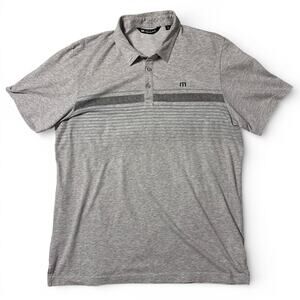 Travis Mathew Golf Polo Shirt Mens Size XL Gray Striped Performance NEW